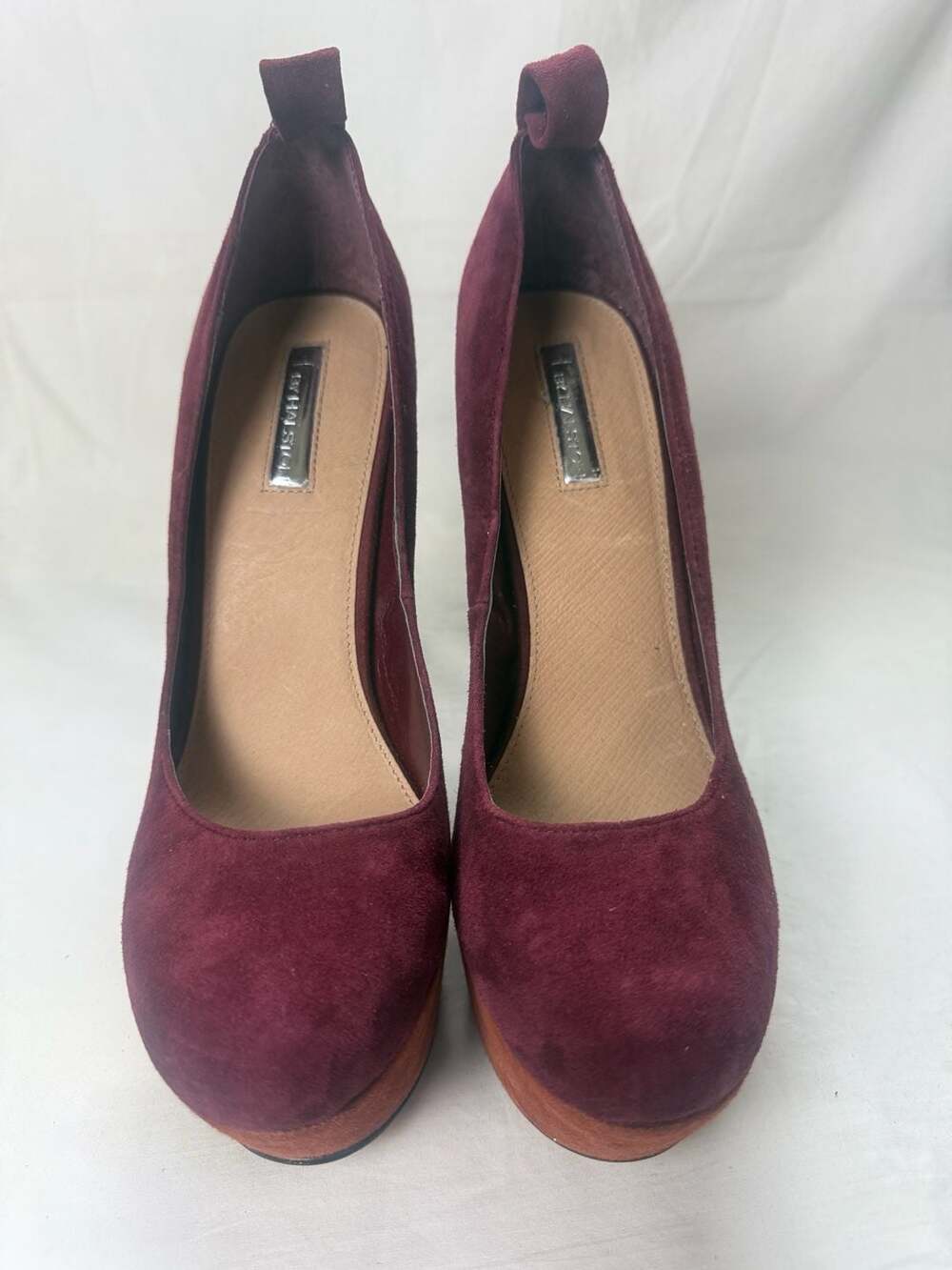 H by Halston Burgundy Suede Platform Stiletto Heels Pumps Womens Size 10